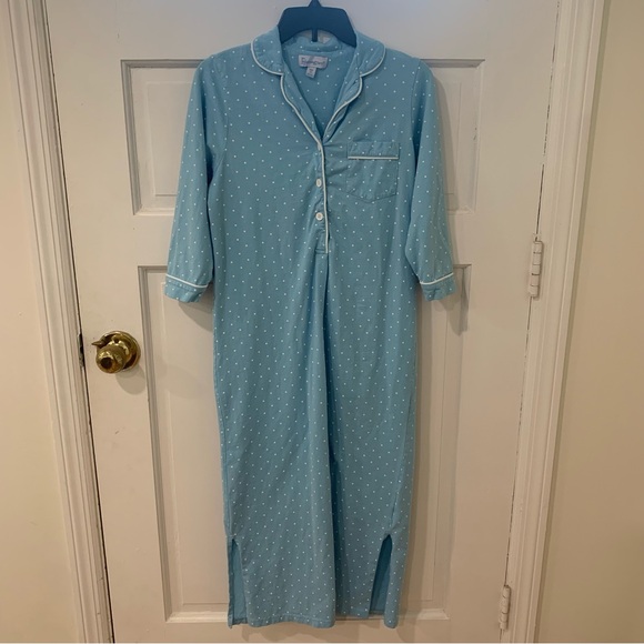 Pajamagram Women’s Classic Polka-Dot ¾ Sleeve Nightgown Blue White Size X Small - Picture 1 of 9